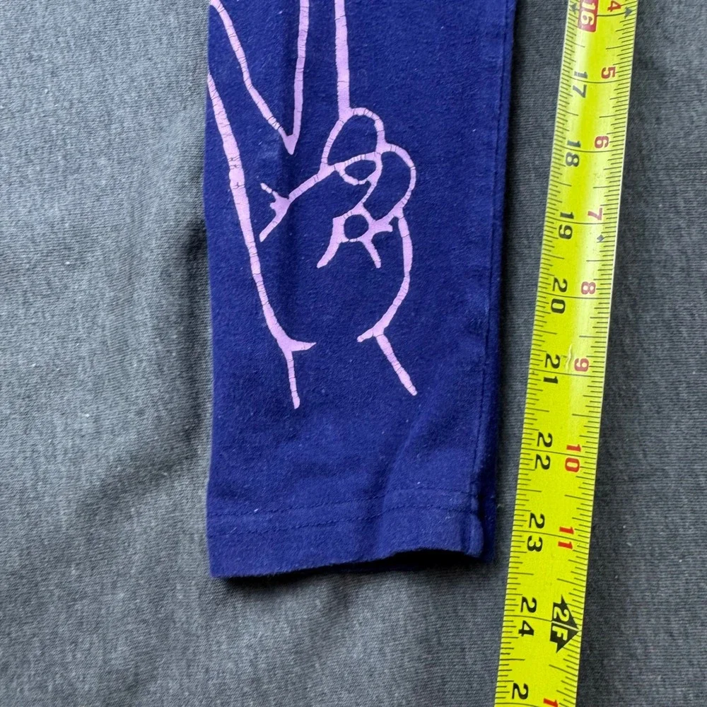 Justice Girls Graphic Leggings Size 14/16 Purple Peace Love Kind Inspirational‎